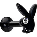 16G 1/4 Licensed Playboy Clear CZ Black Internal Thread Labret