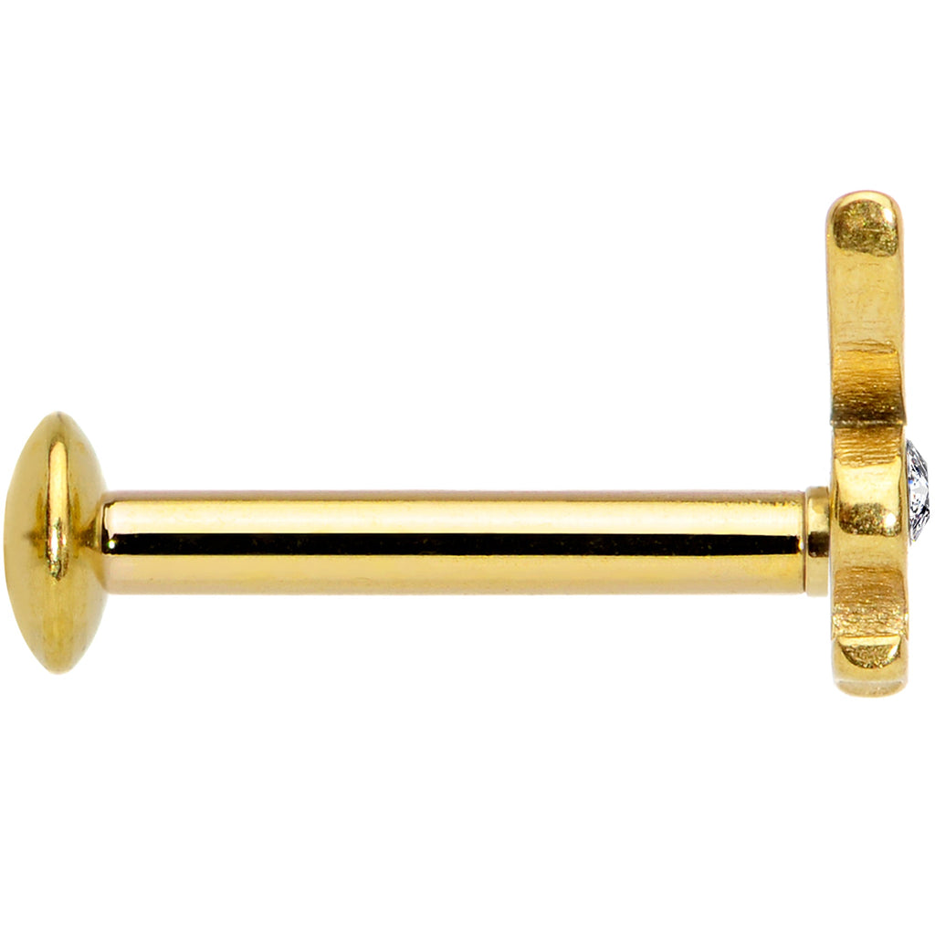 16G 5/16 Licensed Playboy CZ Gem Gold Tone Internal Thread Labret