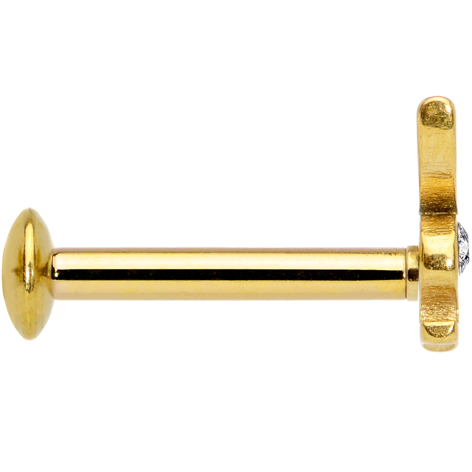 16G 5/16 Licensed Playboy CZ Gem Gold Tone Internal Thread Labret