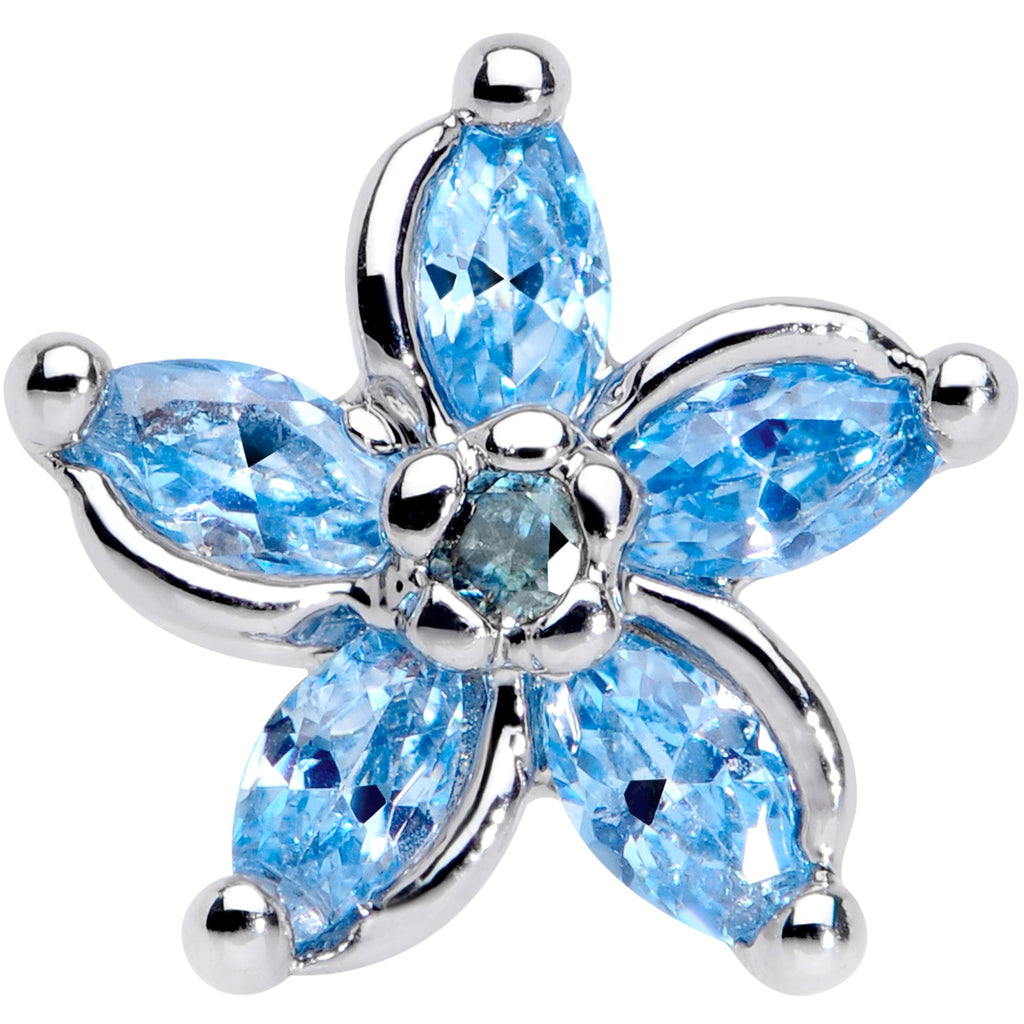 16G 5/16 Aqua Gem Pretty Petals Flower Labret Monroe Tragus