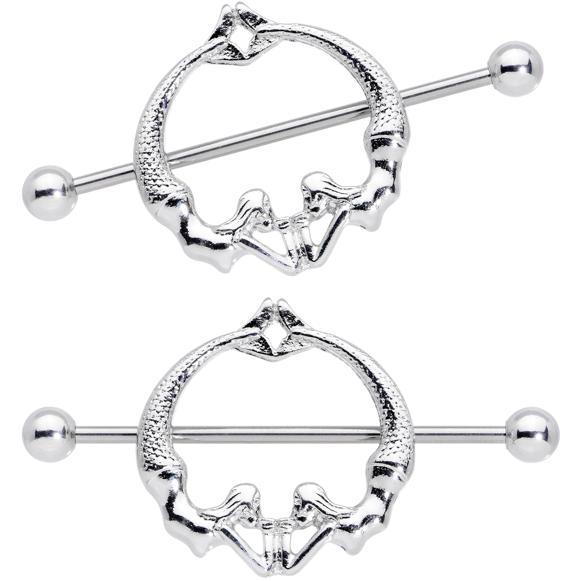 14G 13/16 Double Mermaid Nautical Nipple Shield Set