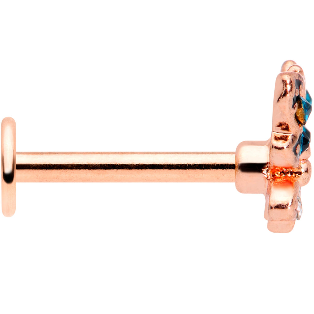 16G 5/16 Clear CZ Gem Rose Gold Tone Butterfly Labret Tragus
