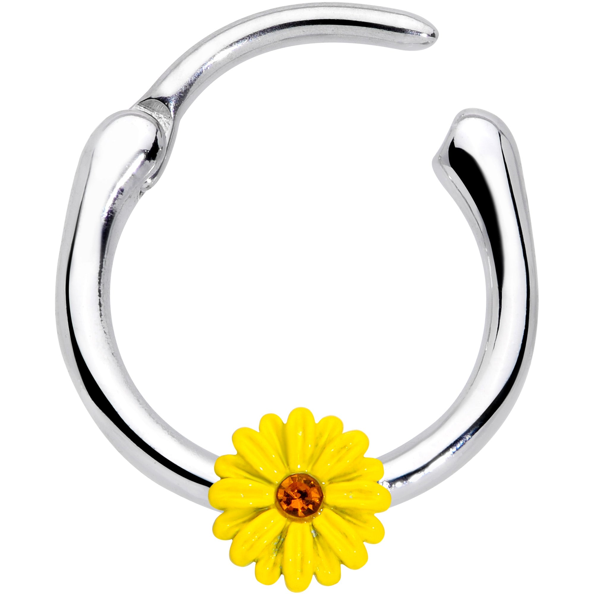 16G 3/8 Yellow Gem Yellow Sunflower Cartilage Clicker