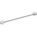 14G White Faux Opal Ball Ends Industrial Barbell 35mm