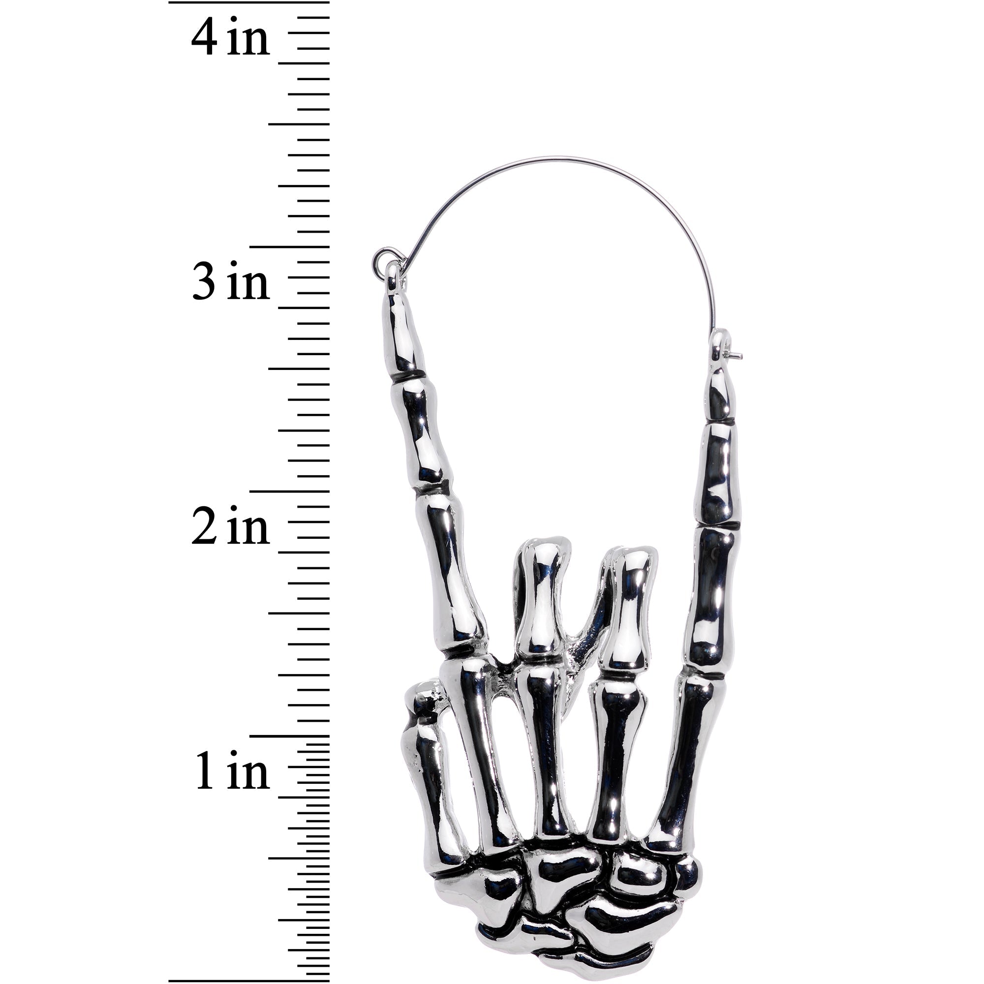 Skeleton Hands Devil Horn Tunnel Plug Earrings