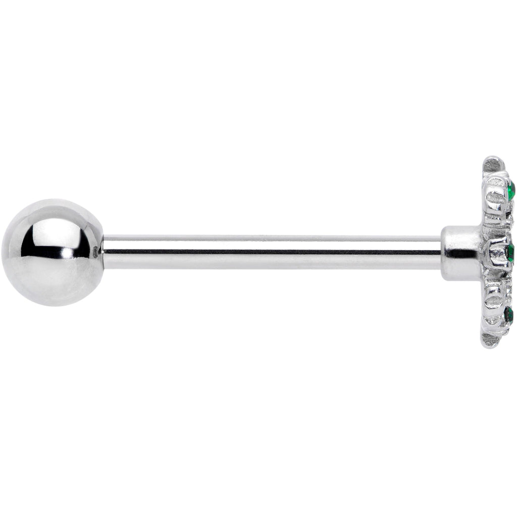 Clear Pink Green Gem Snowflake Christmas Barbell Tongue Ring
