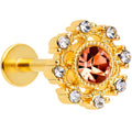 16G 5/16 Pink Clear CZ Gem Gold Hue Sunburst Labret Monroe Tragus