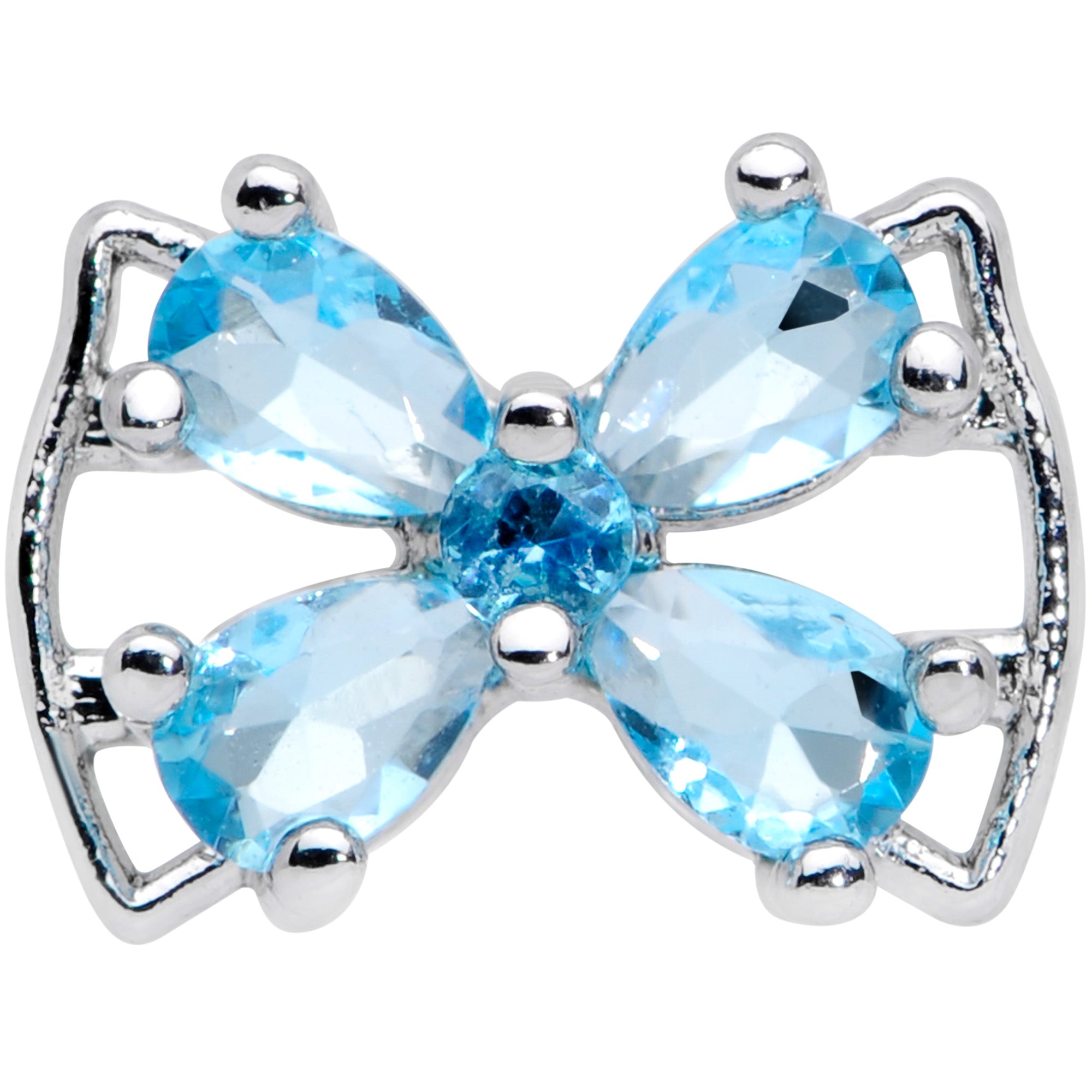 16G 1/4 Aqua CZ Gem Beauty Bow Cartilage Tragus Earring