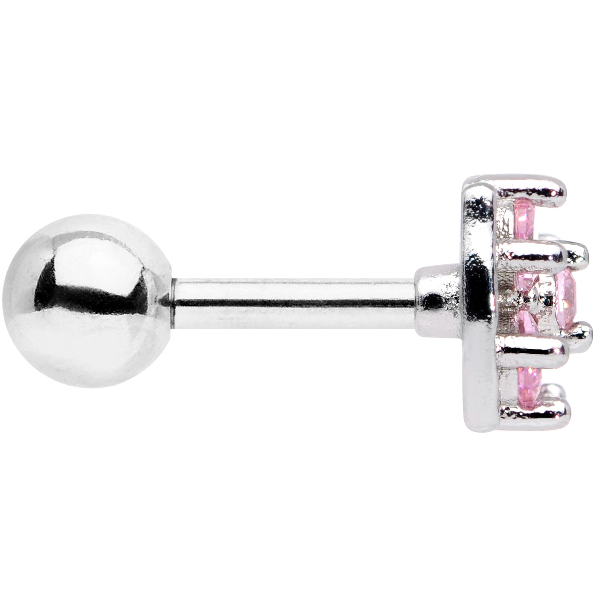 16G 1/4 Pink CZ Gem Beauty Bow Cartilage Tragus Earring