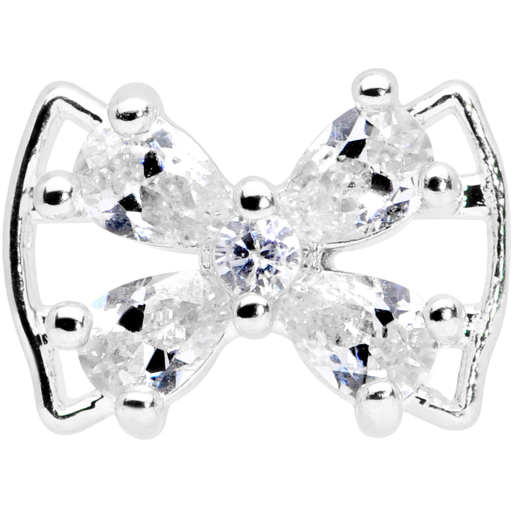 16G 5/16 Clear CZ Gem Beauty Bow Labret Monroe Tragus