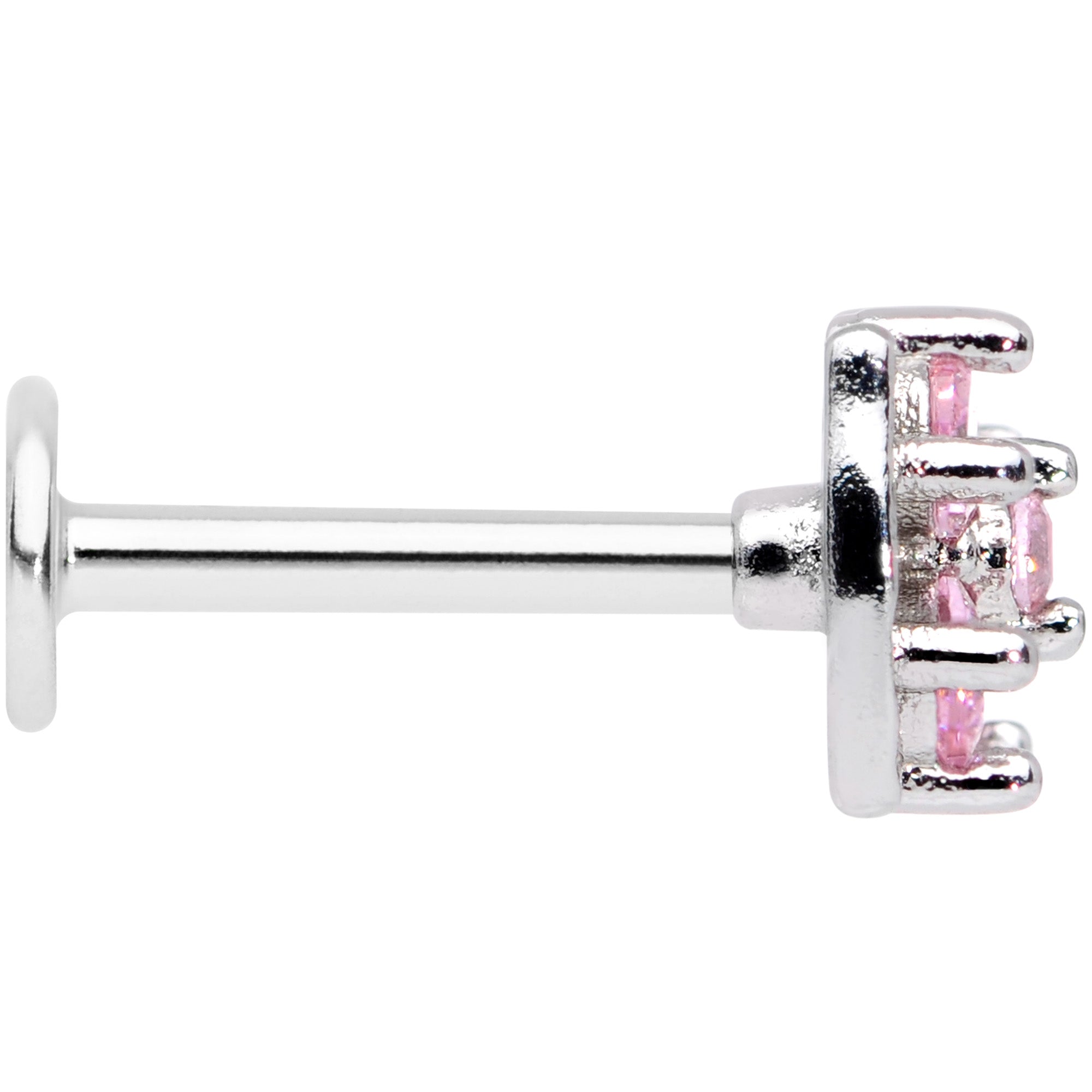 16G 5/16 Pink CZ Gem Beauty Bow Labret Monroe Tragus