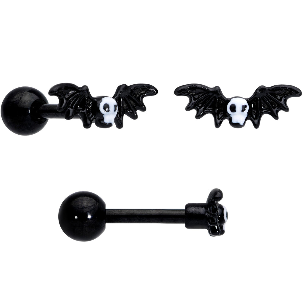 16G 1/4 Gold Tone Black Cat Halloween Cartilage Tragus Set of 3