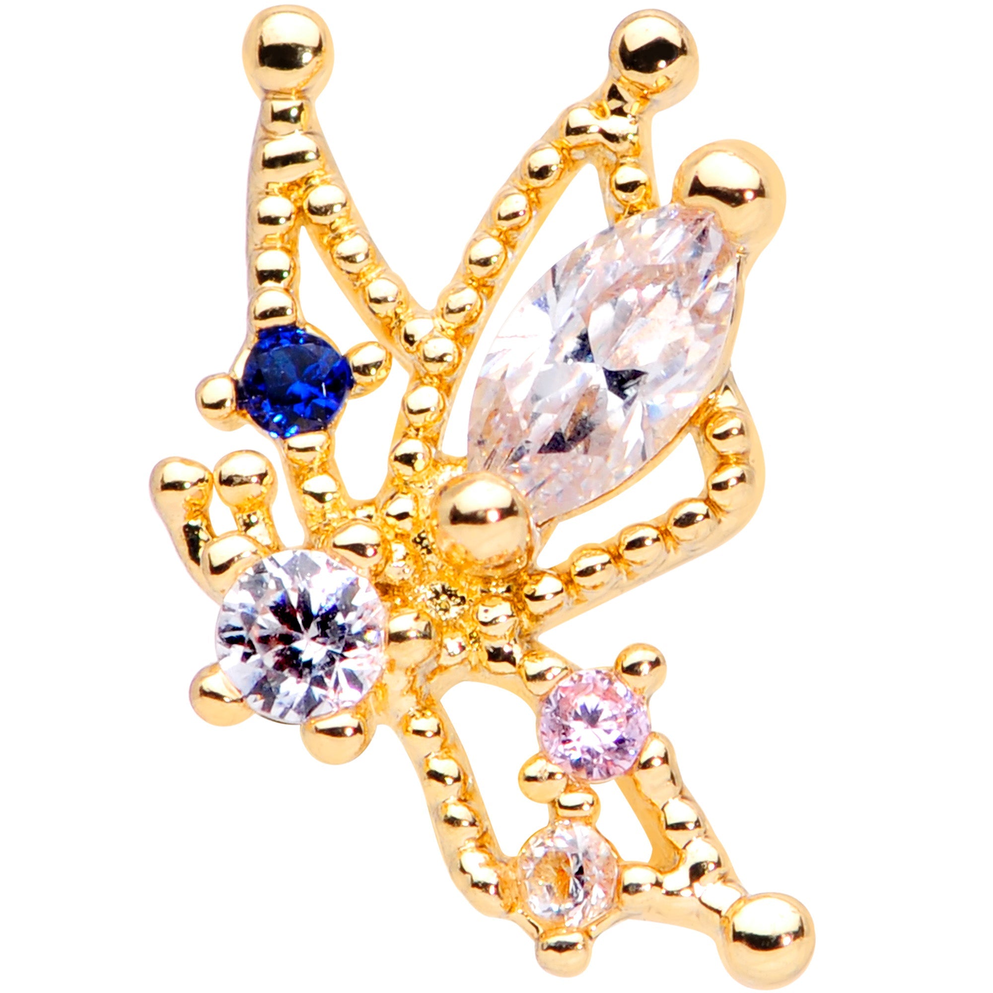 16G 1/4 Clear CZ Gem Star Angel Christmas Cartilage Tragus
