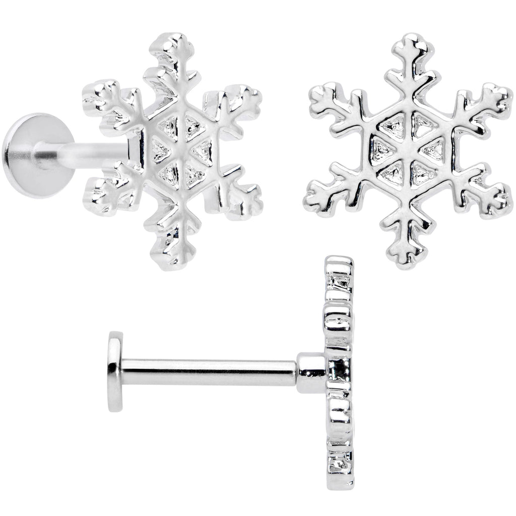 16G 5/16 Snowflake Mitten Stocking Christmas Labret Set of 3