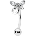 Clear Gem Loop Butterfly Top Mount Belly Ring