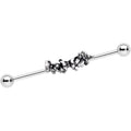 14G Clear Gem Butterfly Array Flower Industrial Barbell 38mm