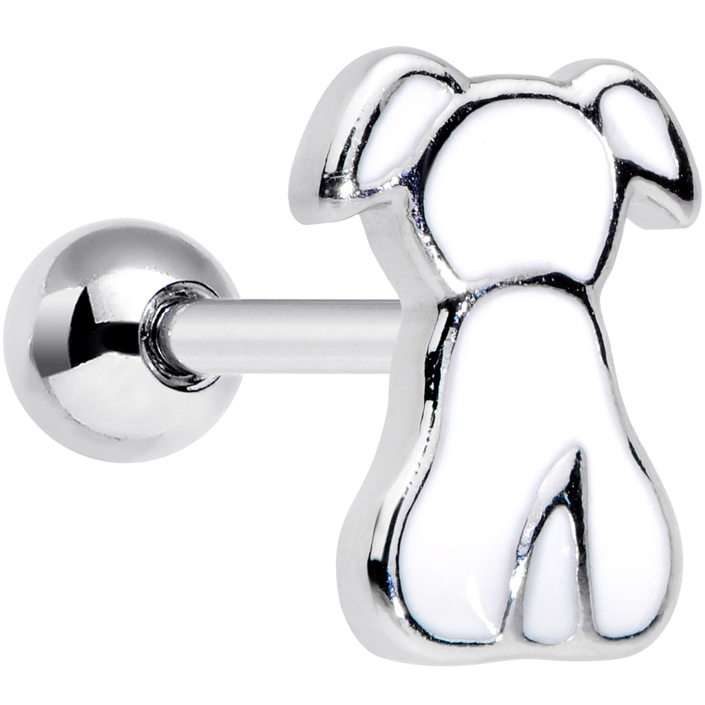 16G 1/4 White Sitting Dog Cartilage Tragus Earring
