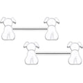 14G 9/16 White Sitting Dog Barbell Nipple Ring Set