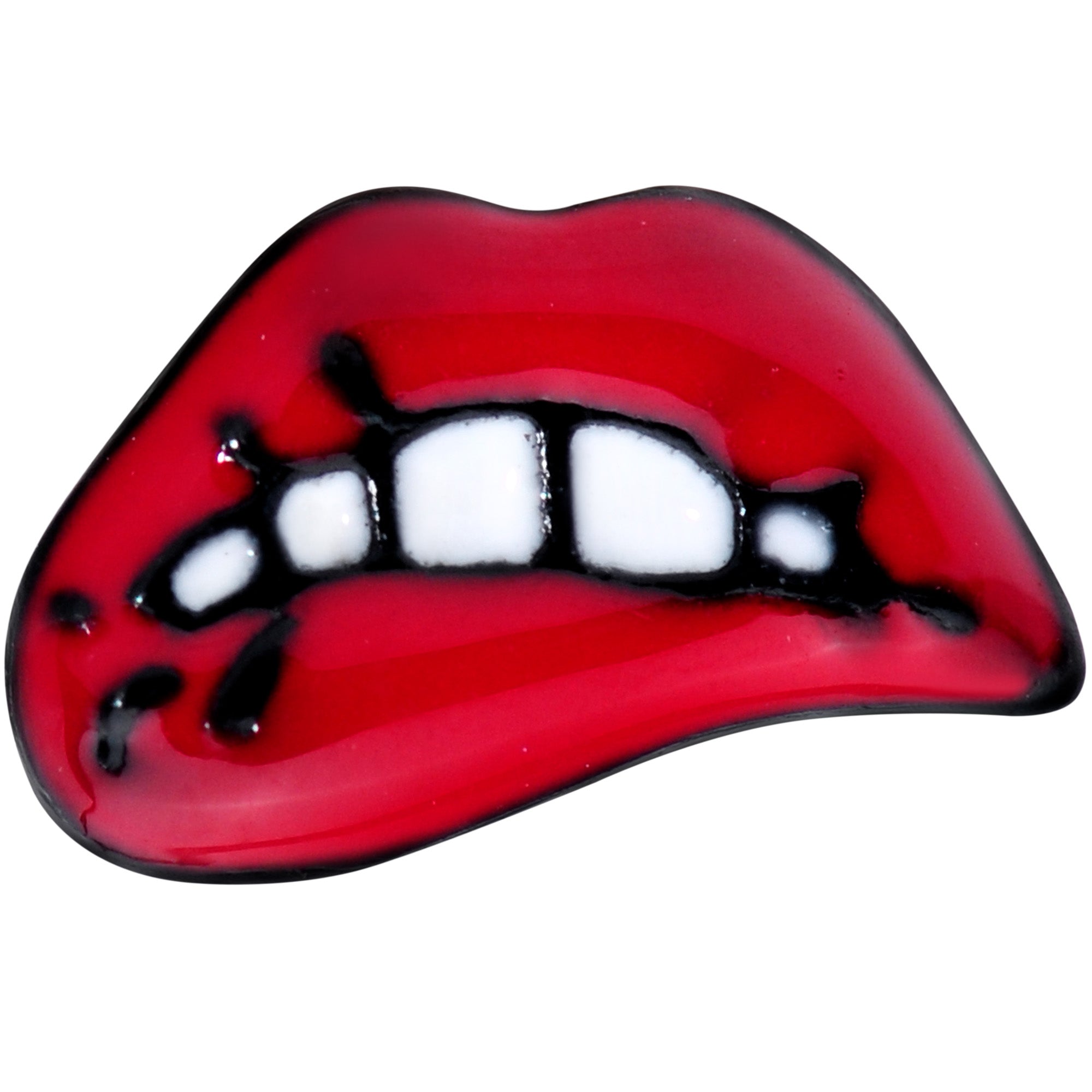 16G 1/4 Black Red Sneering Lips Bite Lips Cartilage Earring