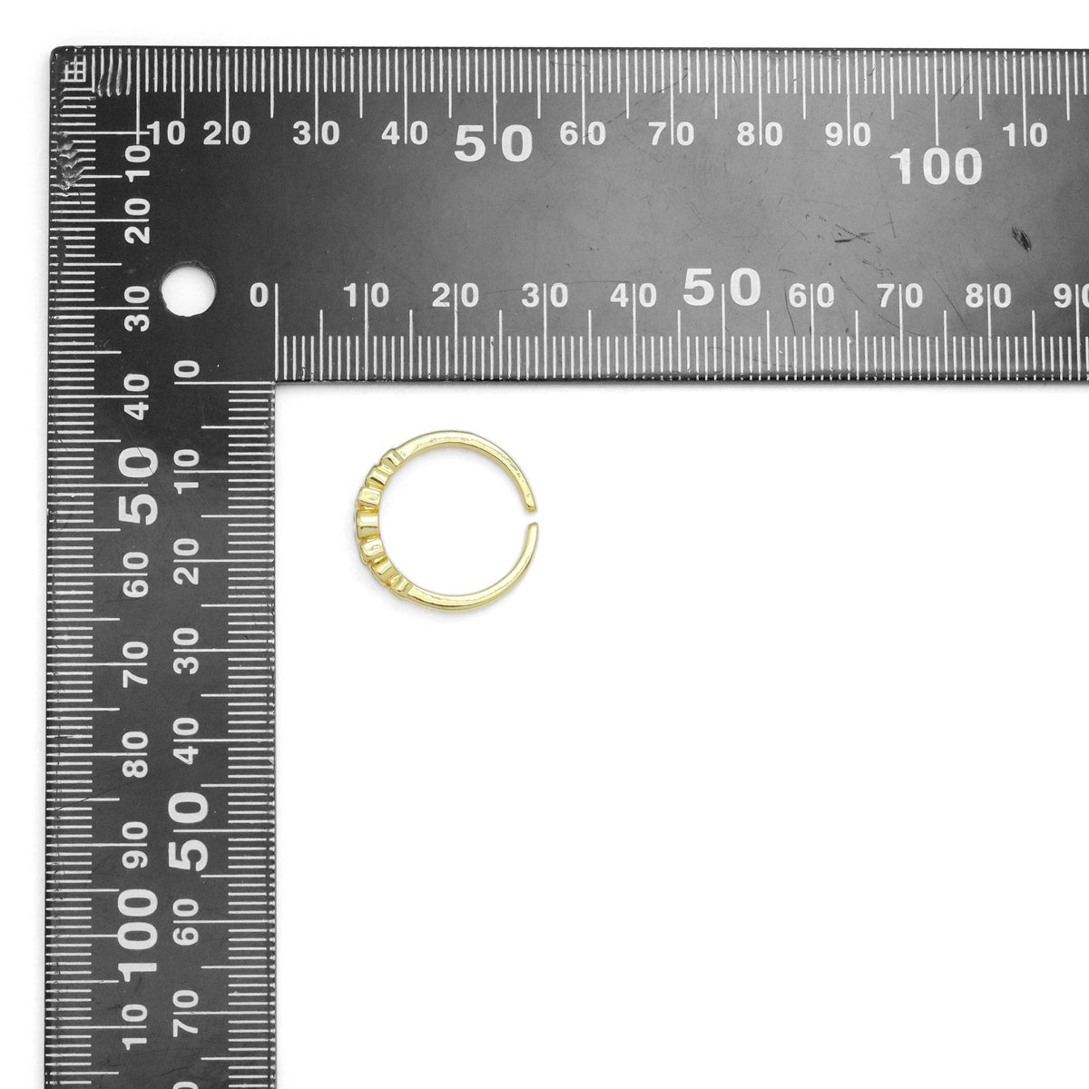 Gold Round Rectangle CZ Adjustable Ring, Sku#LD595