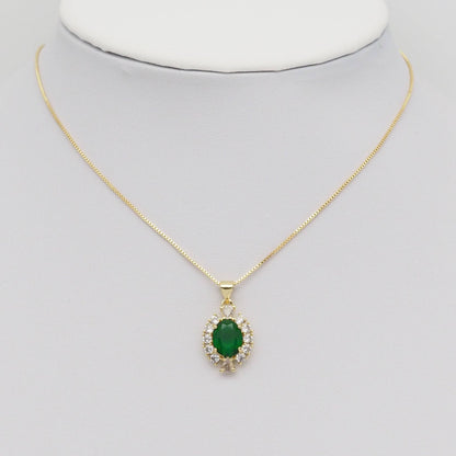 CZ Green Oval Emarald Color Stud Earrings Pendant, Sku#LK903