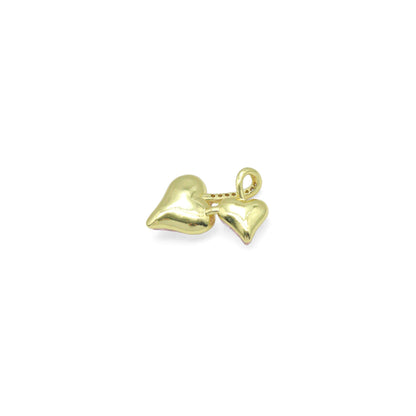 Double Pink Heart Gold Charm Pendant, Sku#LK1074