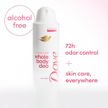 Dove Whole Body Deo Alcohol Free Deodorant Spray for Women Berry Blush 4 oz