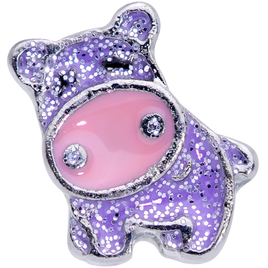 16G 1/4 Happy Purple Hippo Cartilage Tragus Earring