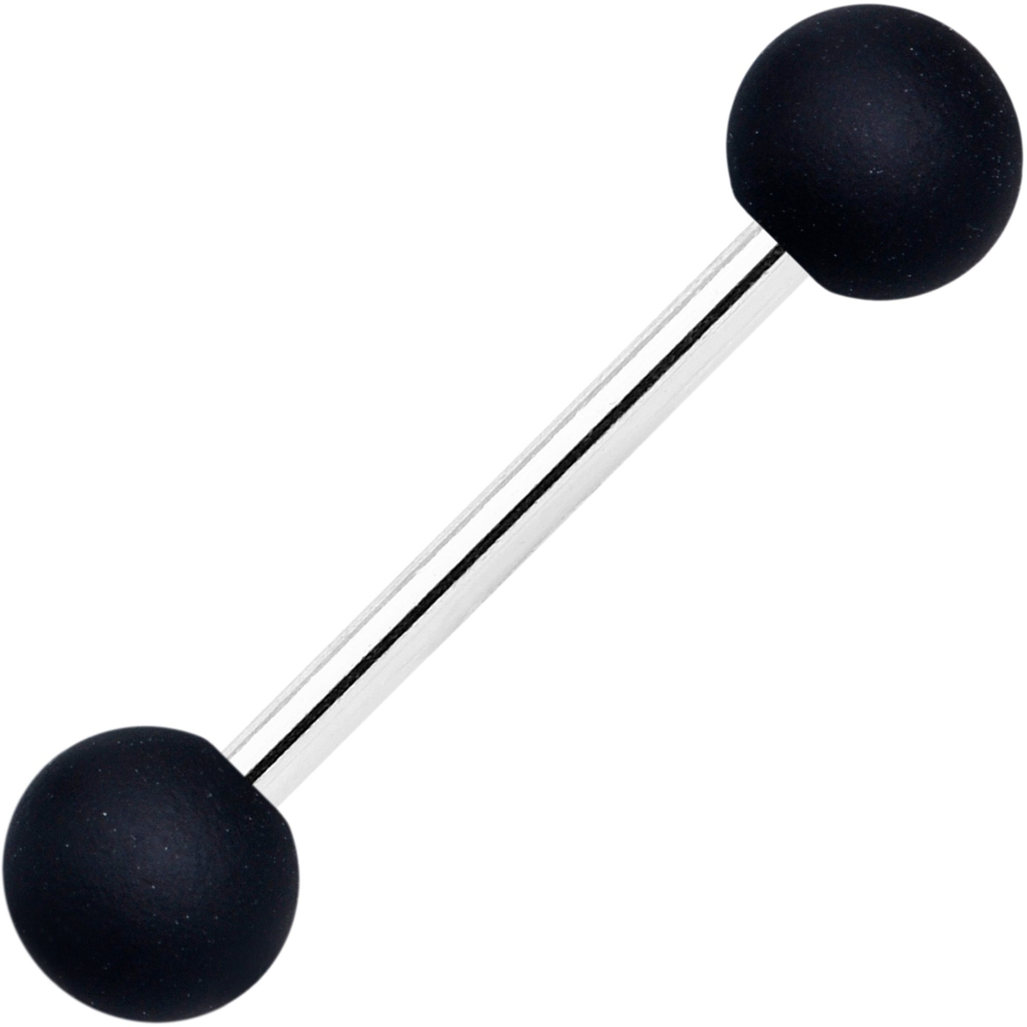 Clear Gem Black Purple Heart Matte Stripe Barbell Tongue Ring Set of 4