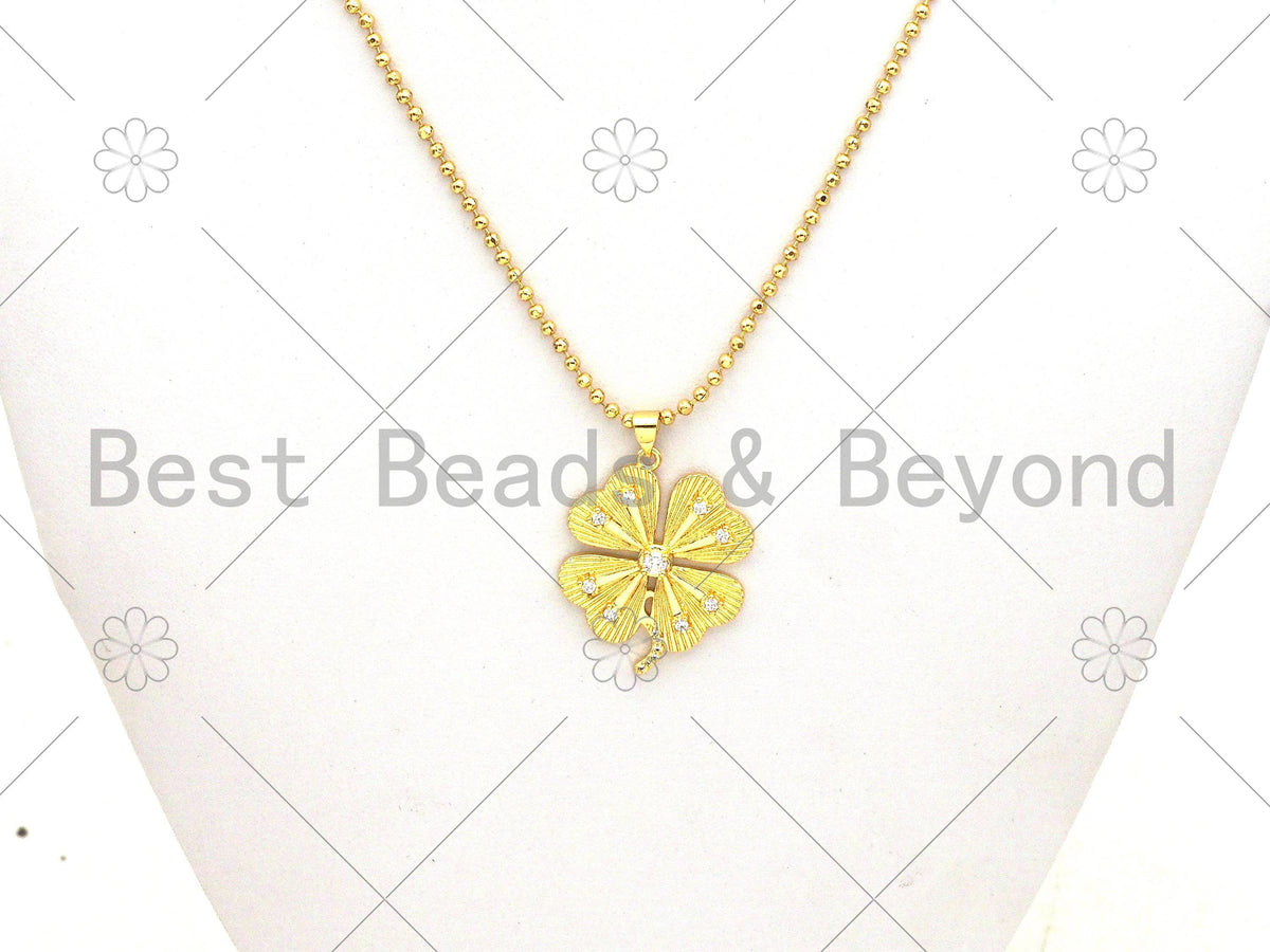 CZ Micro Pave Clover Shamrock Shape Pendant/Charm, Sku#LK374