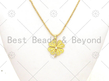 CZ Micro Pave Clover Shamrock Shape Pendant/Charm, Sku#LK374