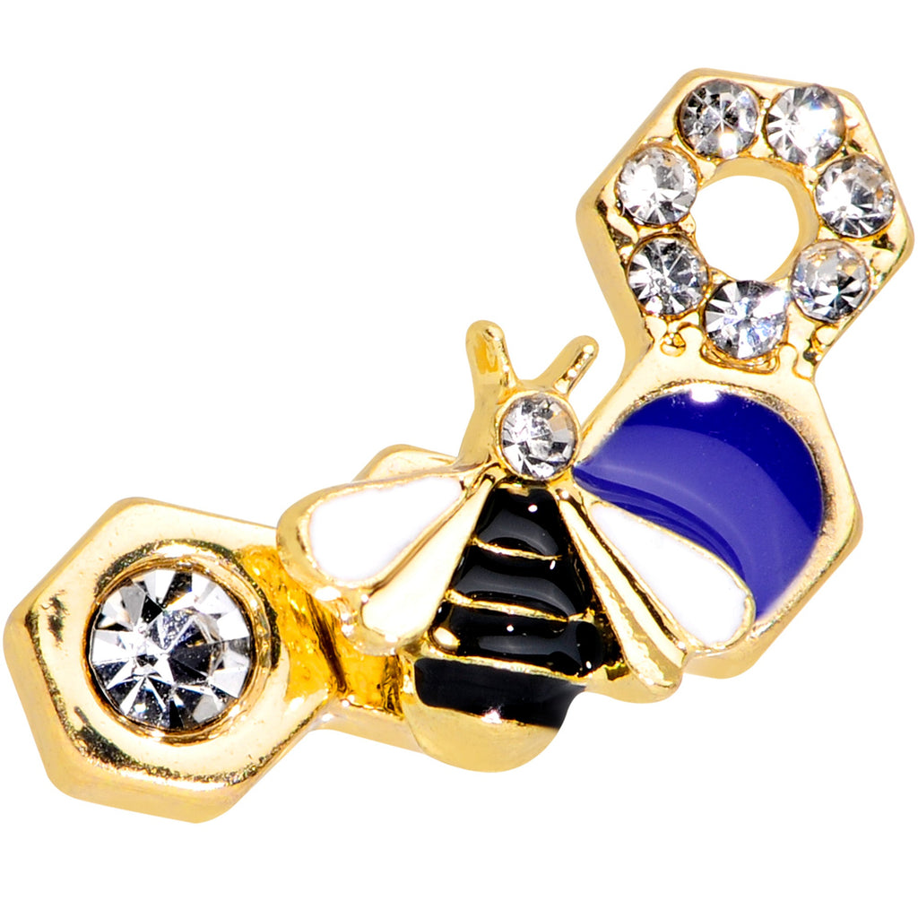 16G 5/16 Clear CZ Gem Gold Tone Lovely Bee Labret Monroe Tragus