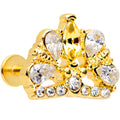 16G 5/16 Clear CZ Gem Gold Tone Lavish Crown Labret Monroe Tragus