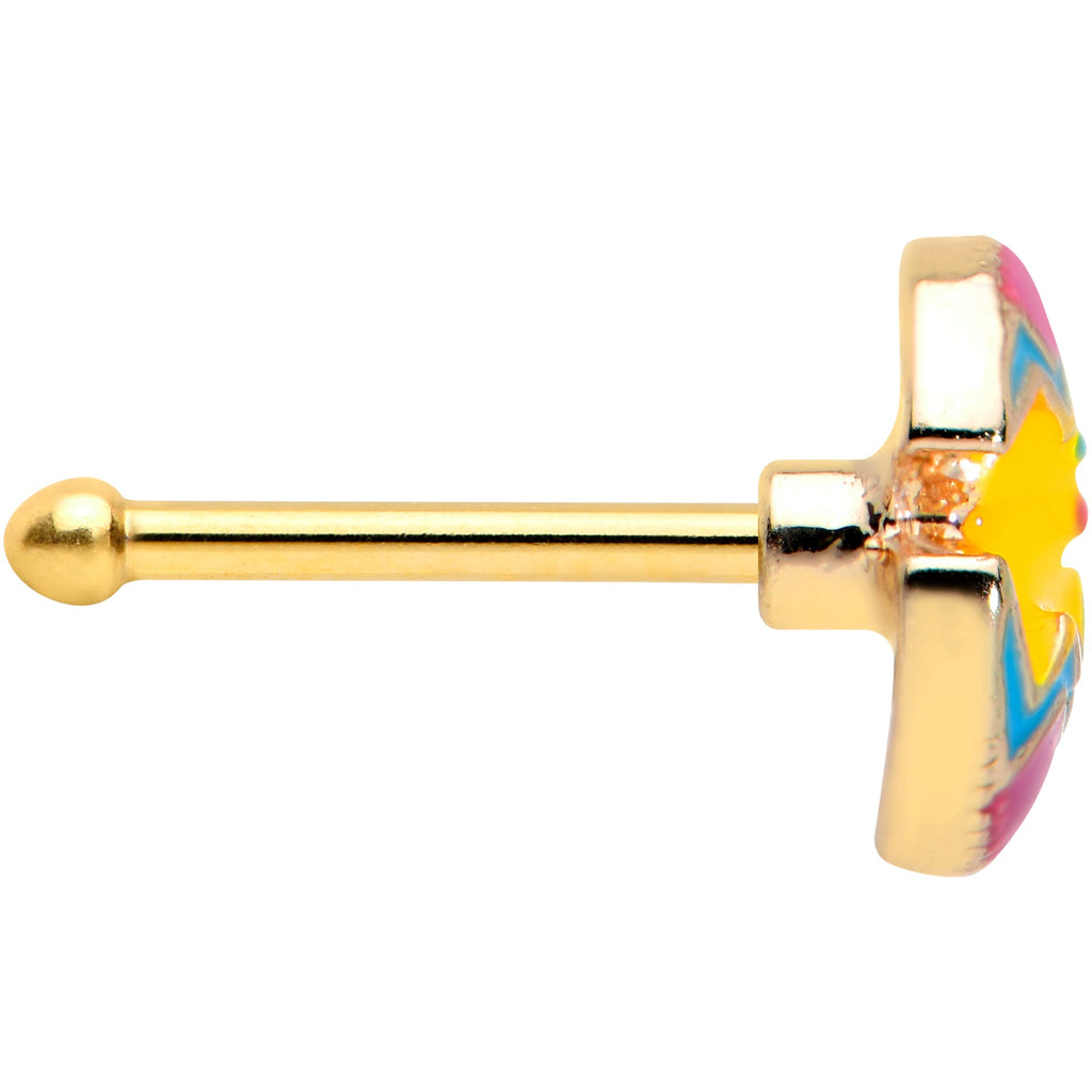 20G 1/4 Gold Tone Fancy Painted Easter Chick Nose Bone