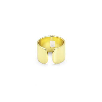 Thick Chunky Gold Rectangle CZ Band Ring, Sku#LK874