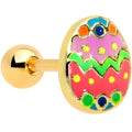 16G 1/4 Gold Tone Funky Painted Easter Egg Cartilage Tragus
