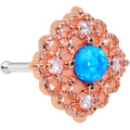 20G 5/16 Blue Synthetic Opal Lacy Rosy Tone Nose Bone