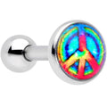 16G 1/4 Rainbow Tie Dye Peace Sign Cartilage Tragus Earring