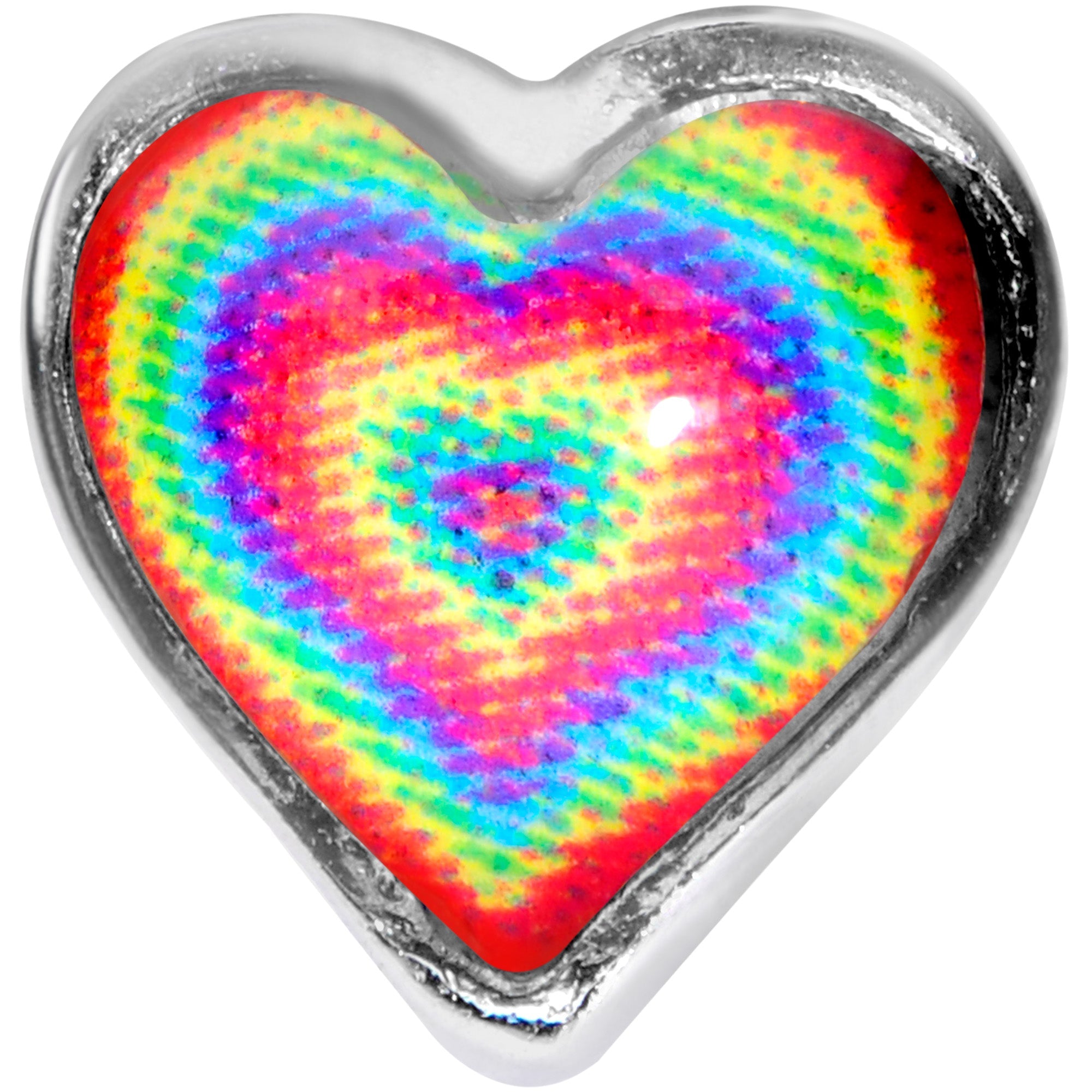 16G 5/16 Rainbow Tie Dye Heart Valentines Day Labret Tragus