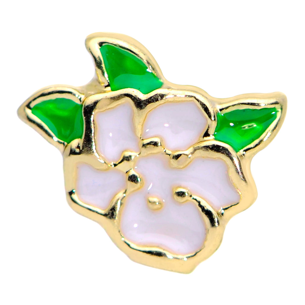 16G 5/16 Gold Tone White Spring Flower Labret Monroe Tragus