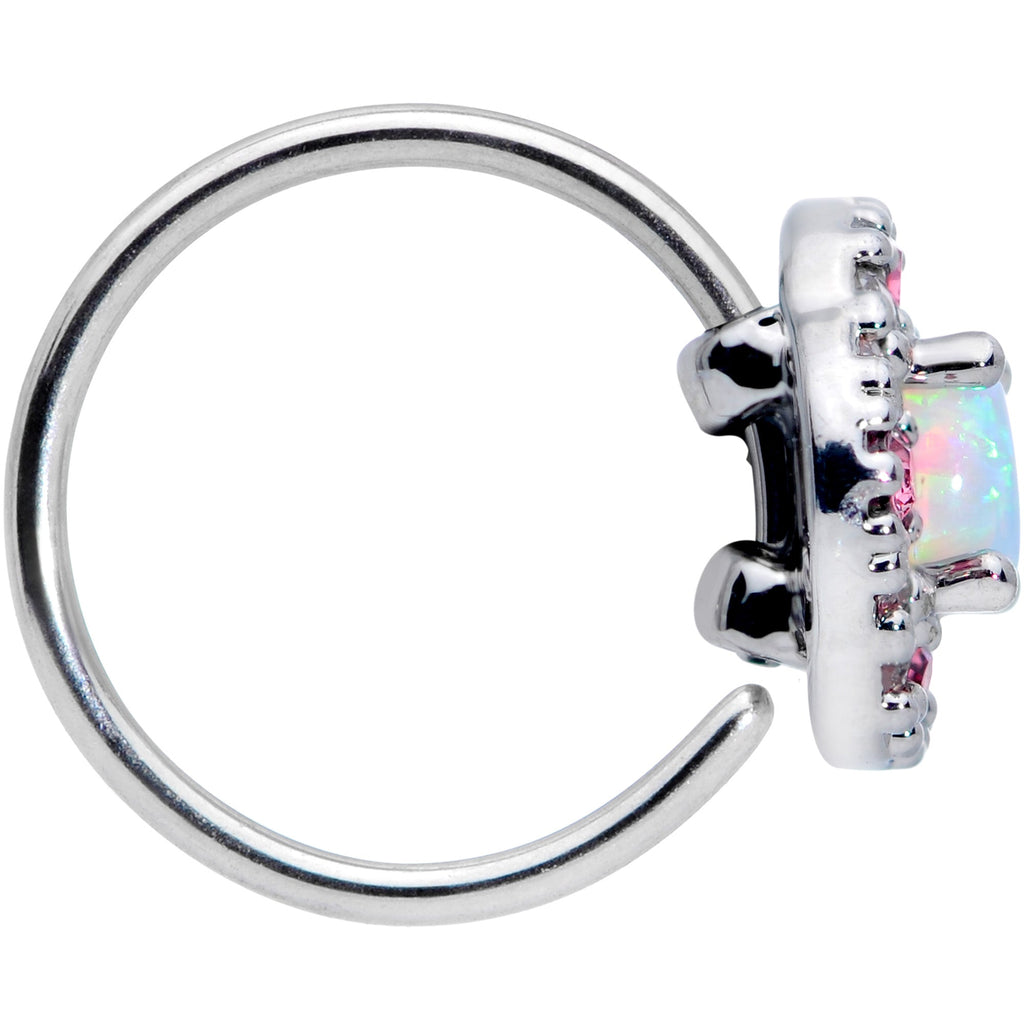 20G 5/16 White Synthetic Opal Glam Oval Nose Hoop