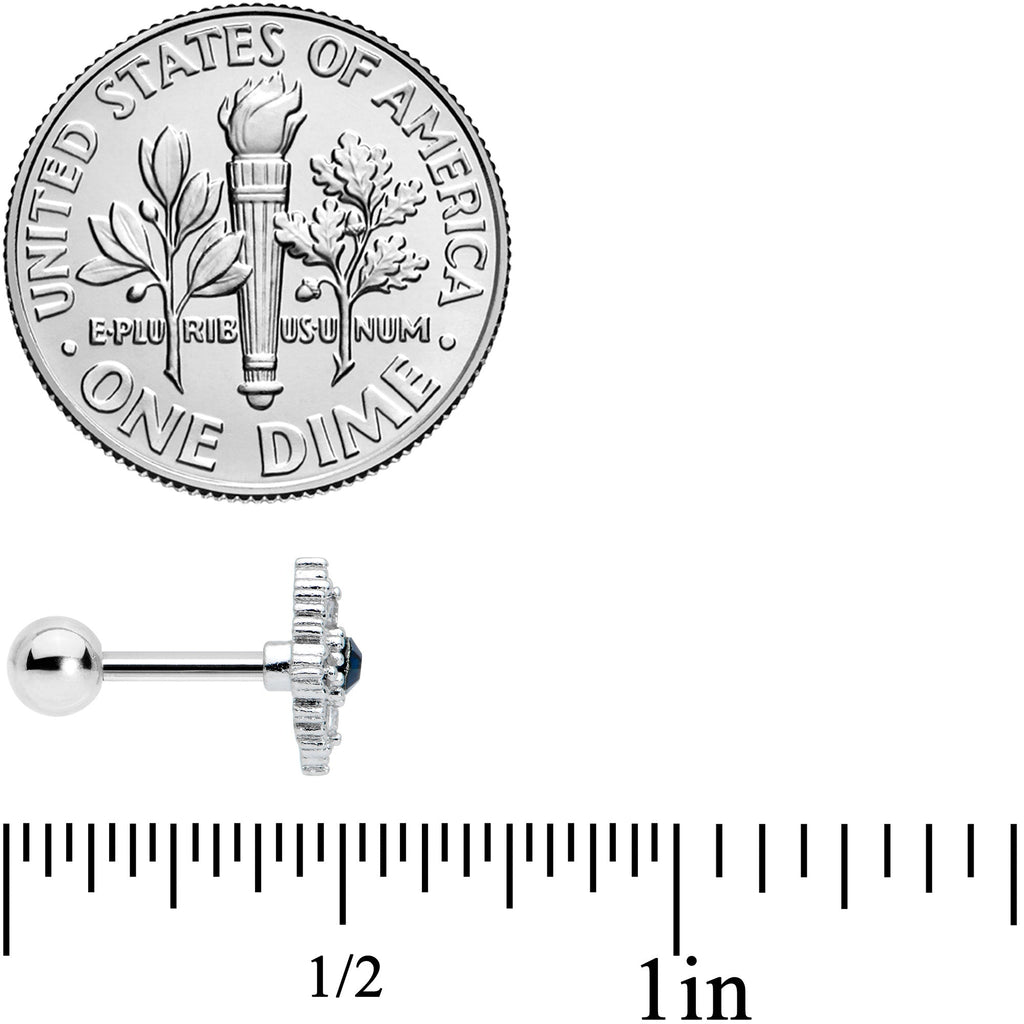 16G 1/4 Clear Blue Gem Textured Rhombus Cross Cartilage Tragus