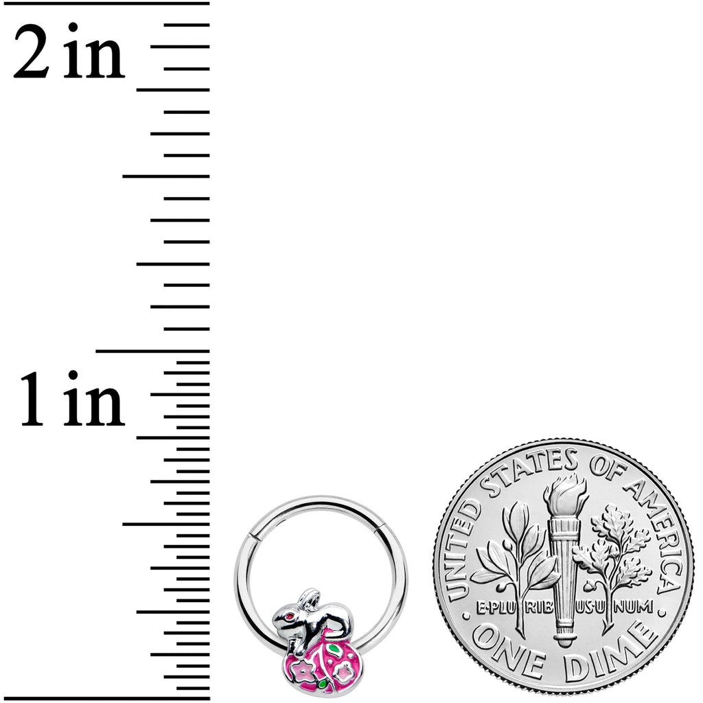 16G 3/8 Pink Gem Easter Egg Easter Bunny Hinged Segment Ring