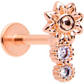16G 5/16 Clear CZ Gem Rose Gold Tone Lil Sun Labret Monroe Tragus