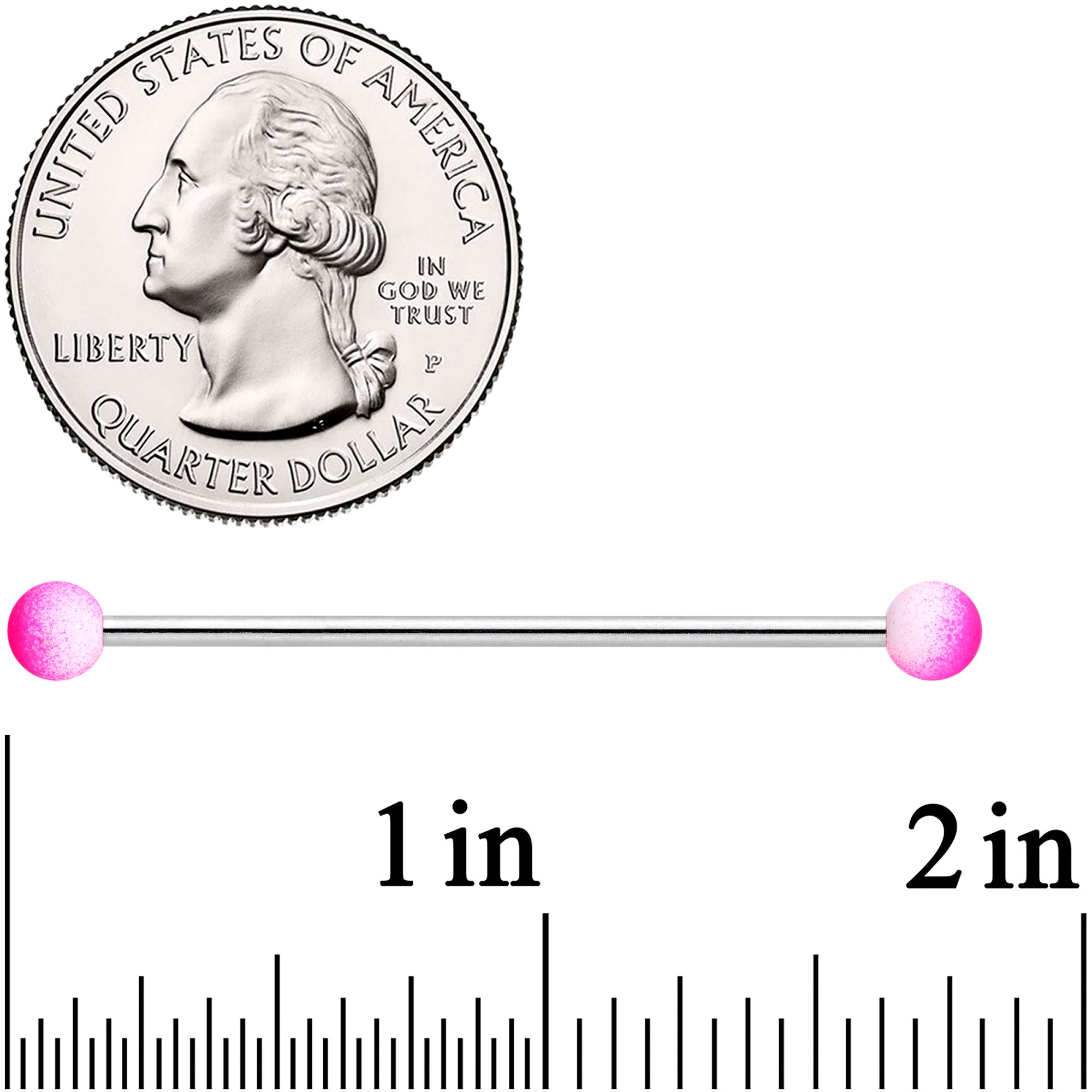 14G Pink White Ombre Soft Finish Industrial Barbell 38mm