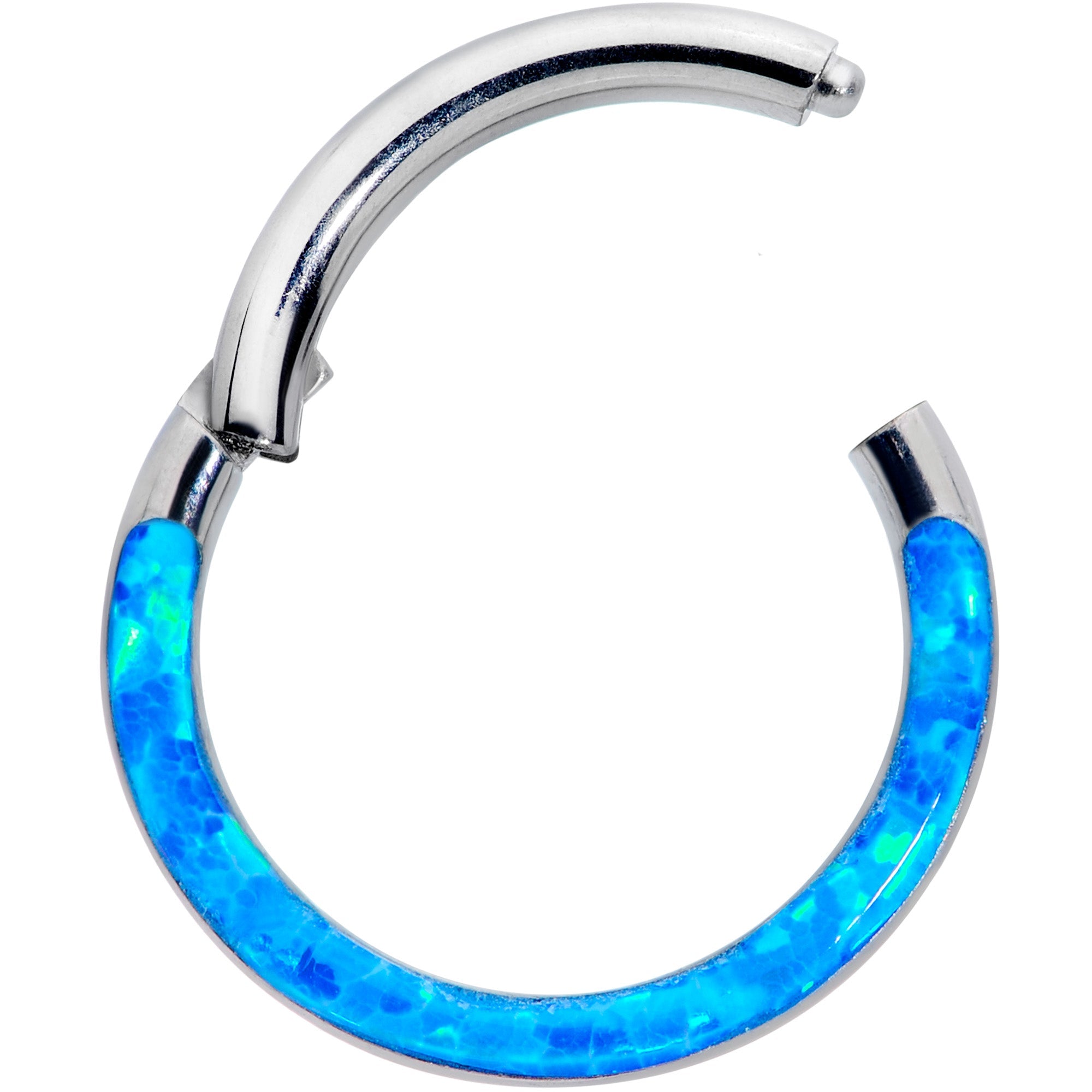 16G 5/16 Blue Synthetic Opal Implant Grade Titanium Segment Ring
