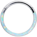 16G 3/8 White Synthetic Opal Implant Grade Titanium Segment Ring