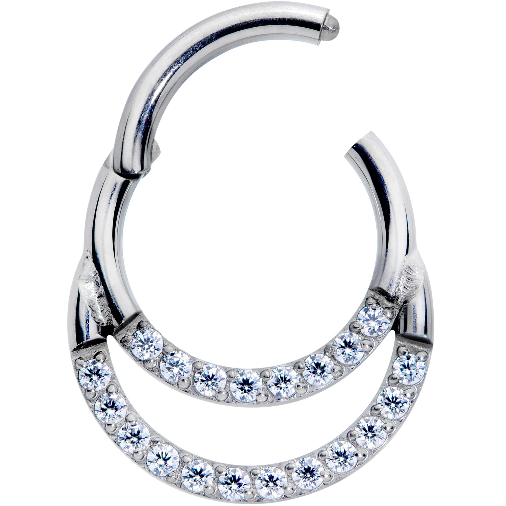16G 5/16 Clear CZ Gem G23 Titanium Double Row Cartilage Clicker