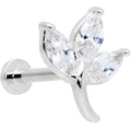 16G 5/16 Clear CZ Gem Leaves Internally Threaded Labret Tragus