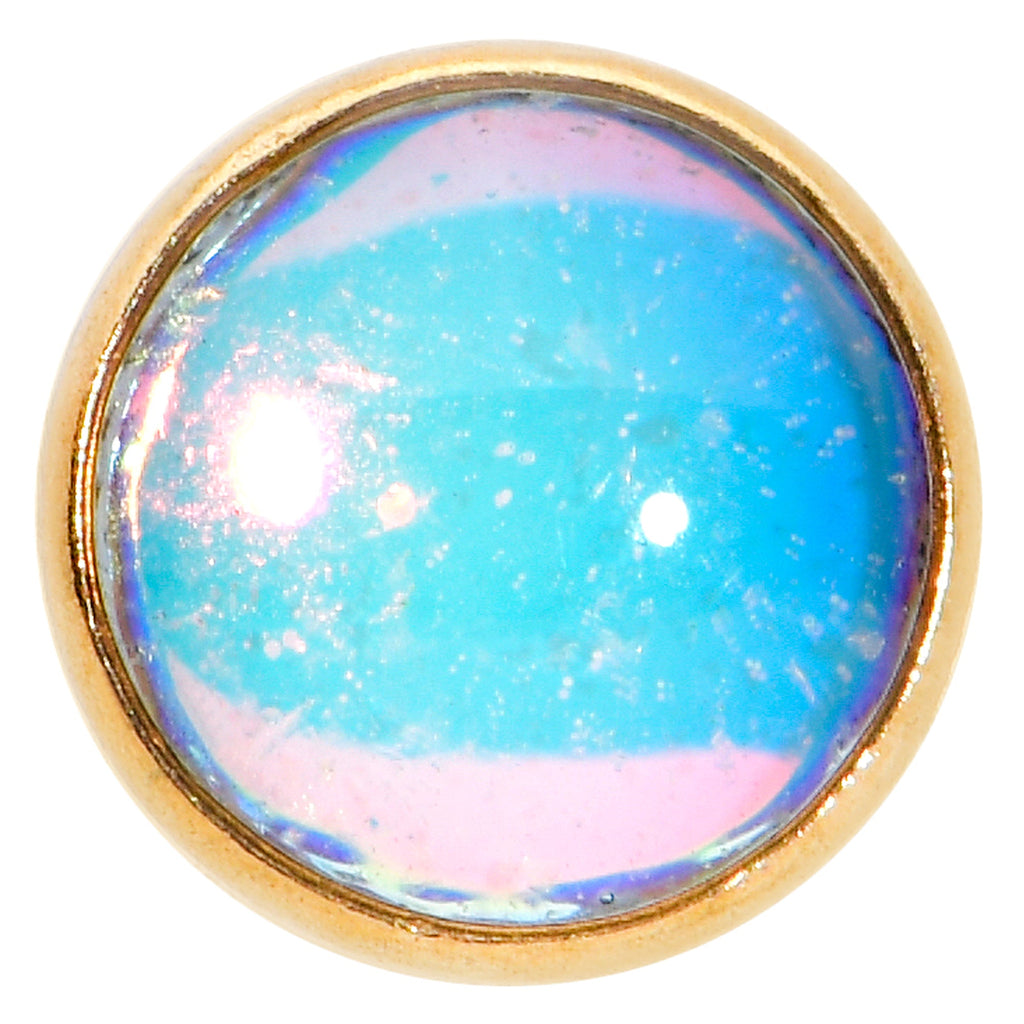 16G 5/16 White Faux Opal Gold Tone Internal Thread Labret Tragus